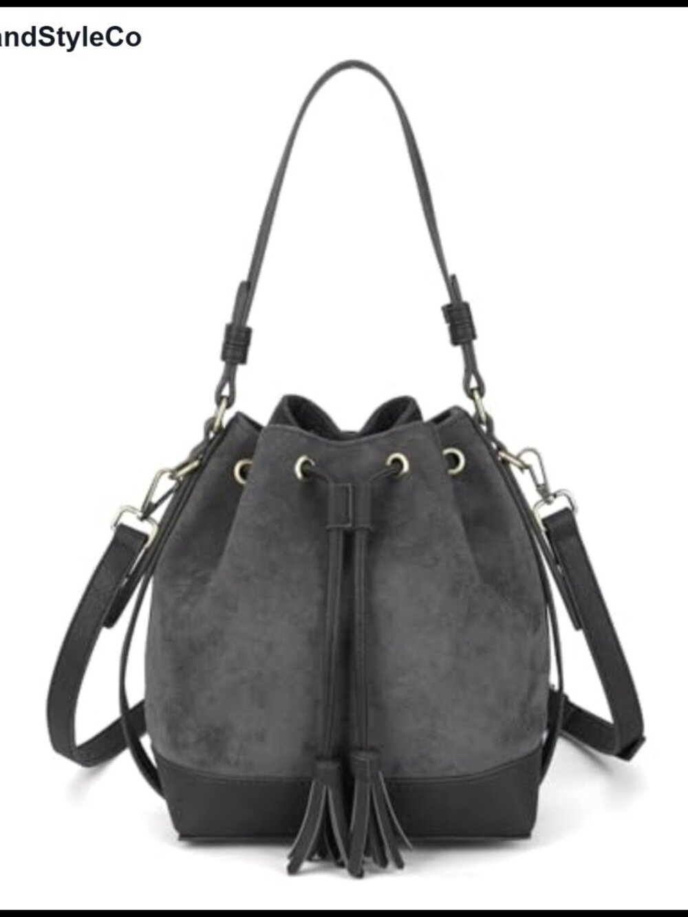 Slouchy Faux Suede Bucket Bag with Tassels Crossbody Purse Women